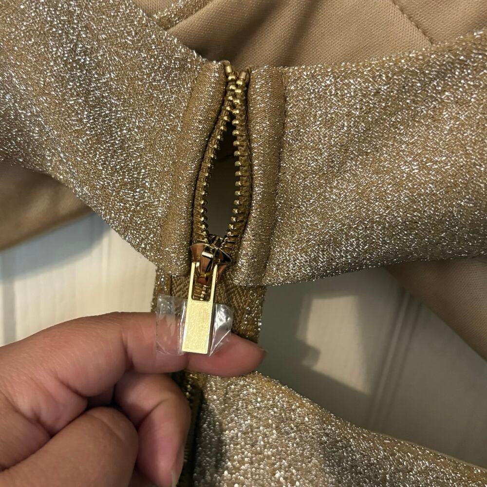 New Eliya The Label NWT Tamara Gold Midi Dress Size Large - Picture 8 of 10